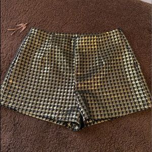 Forever 21 black and gold houndstooth shorts.